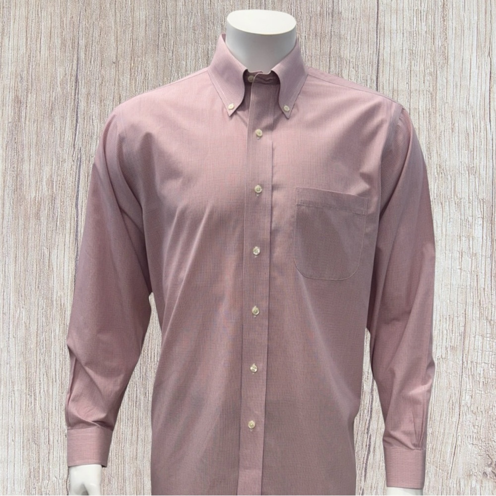 Brooks Brothers 346 Red White Blue Men's Non-Iron Dress Shirt Size 15 1/2 (2/3)